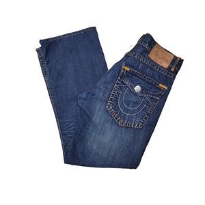 True Religion Super T Flap Men's Jeans 36X31 Regular Fit Straight Leg Blue